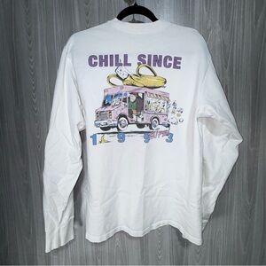 John Galt Brandy Melville Chill Since 1993 White Long Sleeve Shirt Made In Italy